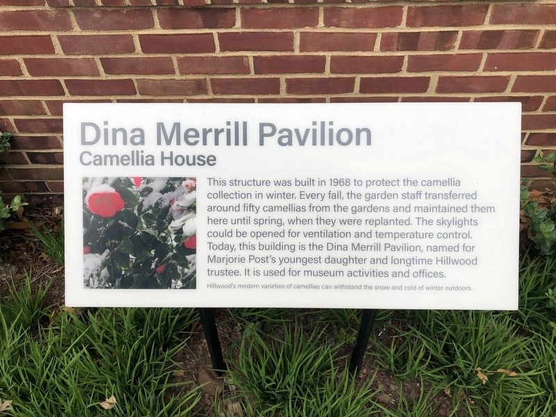 Dina Merrill Pavilion Marker. Click for full size. Dina Merrill Pavilion Marker image. Click for full size.