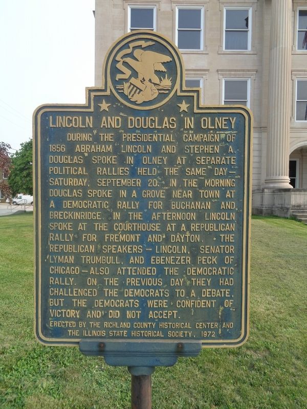 Lincoln and Douglas in Olney Marker image. Click for full size.