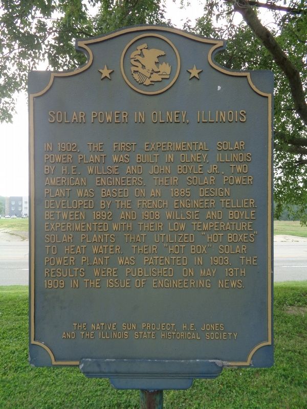 Solar Power in Olney, Illinois Marker. Click for full size. Solar Power in Olney, Illinois Marker image. Click for full size.