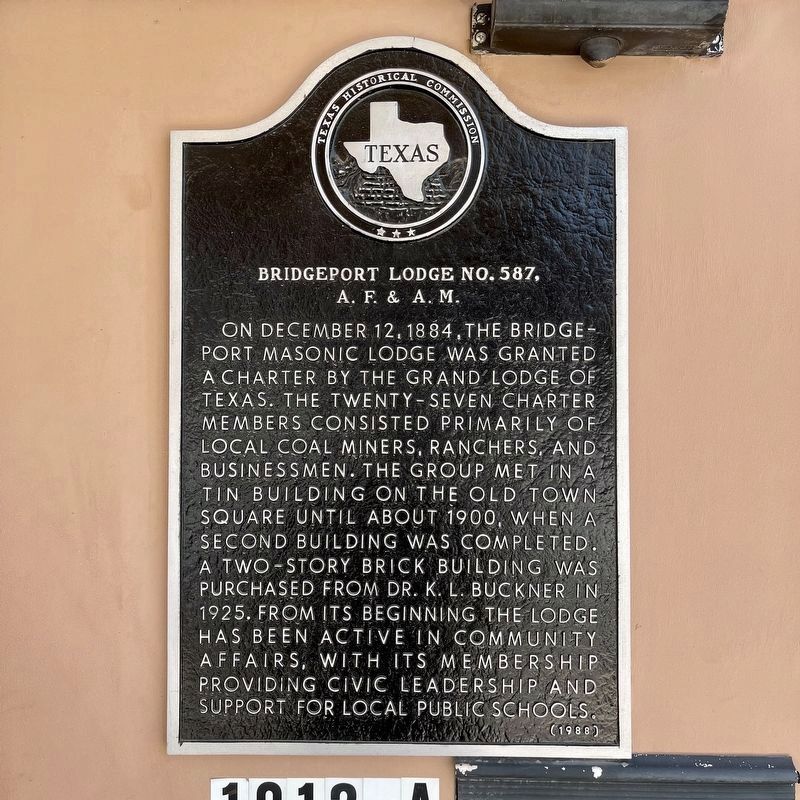 Bridgeport Lodge No. 587, A.F. & A.M. Marker image. Click for full size.