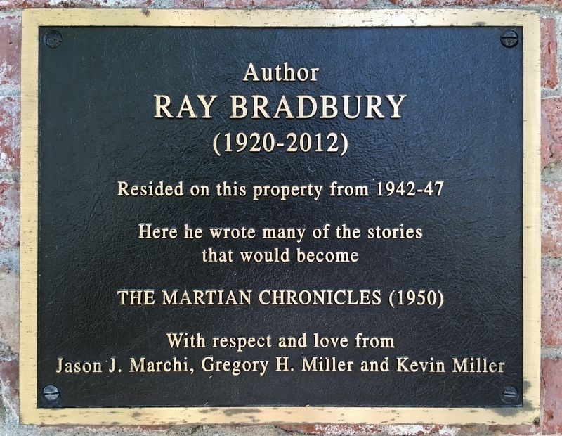 Ray Bradbury House Marker image. Click for full size.