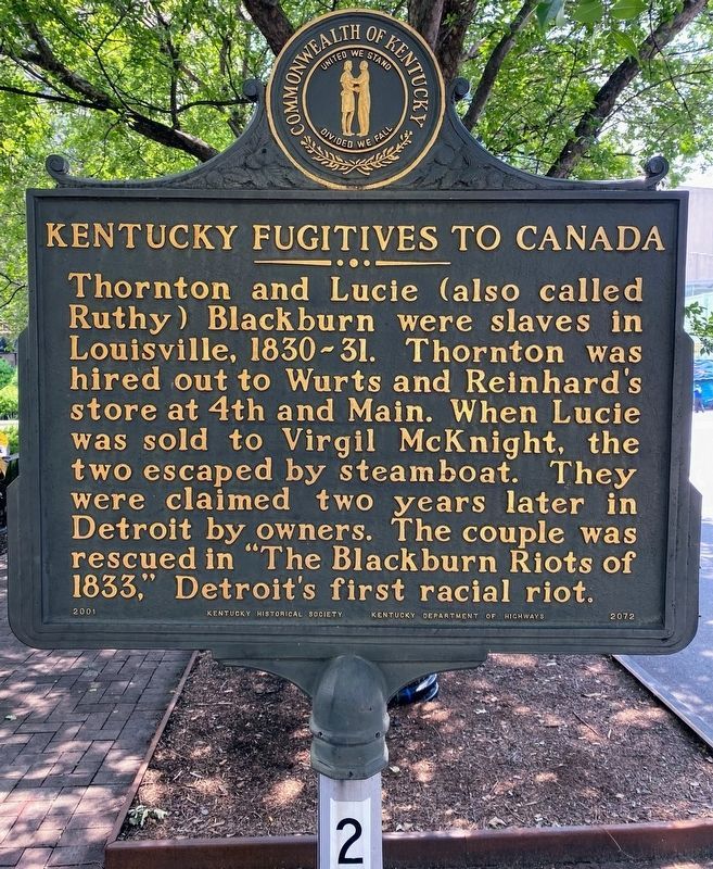 Kentucky Fugitives to Canada Marker. Click for full size. Kentucky Fugitives to Canada Marker image. Click for full size.
