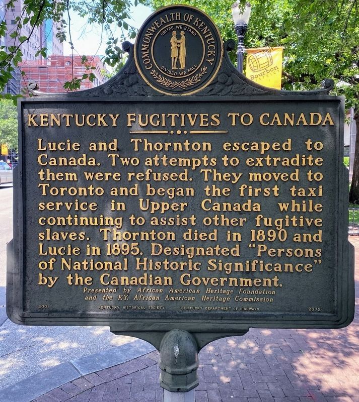 Kentucky Fugitives to Canada Marker Reverse. Click for full size. Kentucky Fugitives to Canada Marker Reverse image. Click for full size.