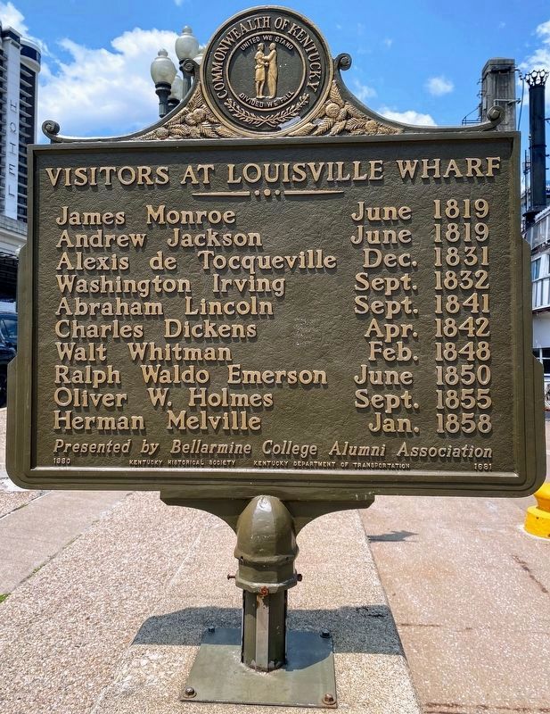 Visitors at Louisville Wharf / Louisvilles Steamboat Era Marker image. Click for full size.