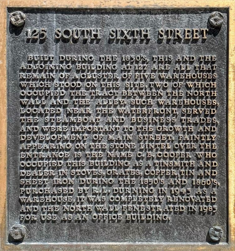 125 South Sixth Street Marker image. Click for full size.
