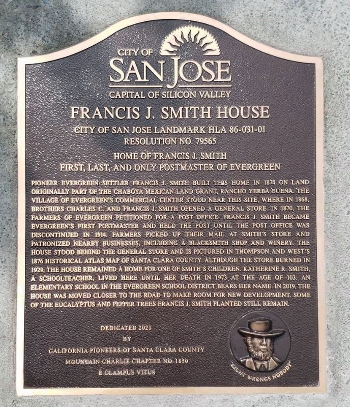 Francis J. Smith House Marker image. Click for full size.