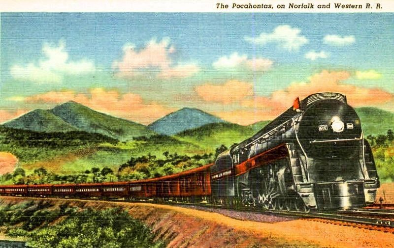 <i>The Pocahontas,</i> on Norfolk and Western R. R. image. Click for full size.