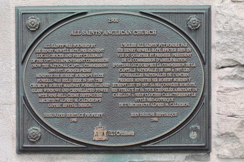 1900 All Saints' Anglican Church Marker. Click for full size. 1900 All Saints' Anglican Church Marker image. Click for full size.