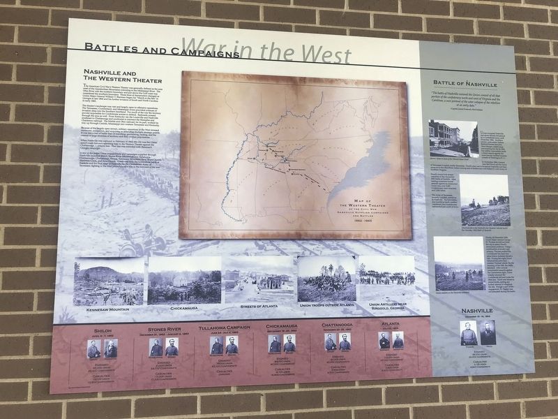 War in the West: Battles and Campaigns Marker. Click for full size. War in the West: Battles and Campaigns Marker image. Click for full size.