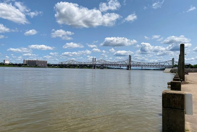 View towards the I-65 bridges at the Louisville Riverfront image. Click for full size.