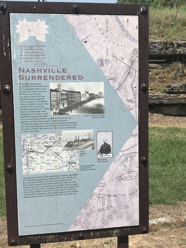 Nashville Surrendered Marker. Click for full size. Nashville Surrendered Marker image. Click for full size.