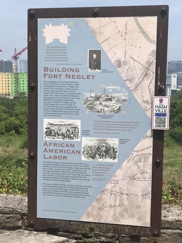 Building Fort Negley / African American Labor Marker image. Click for full size.