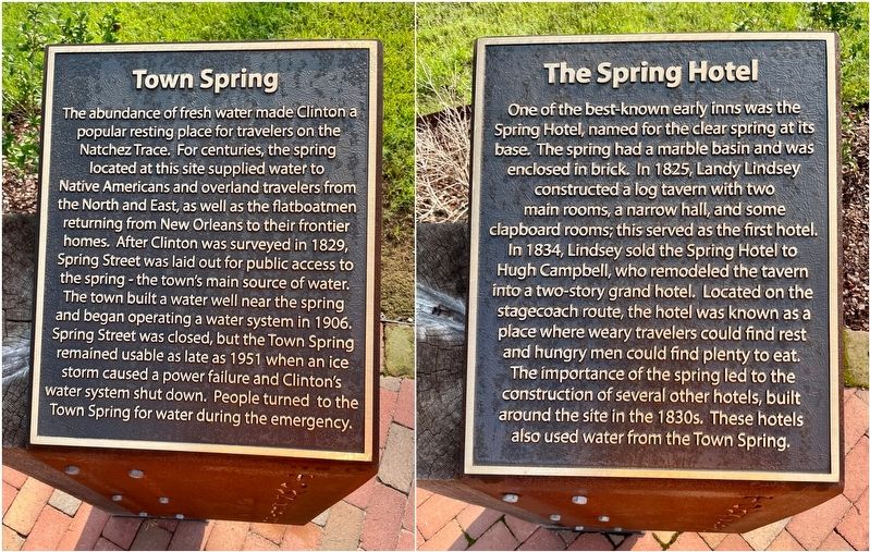 Nearby the Spring - plaques about the spring and former hotel. image. Click for full size.