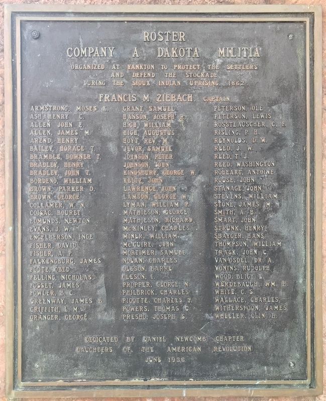 Nearby Company A Dakota Militia Roster Marker image. Click for full size.