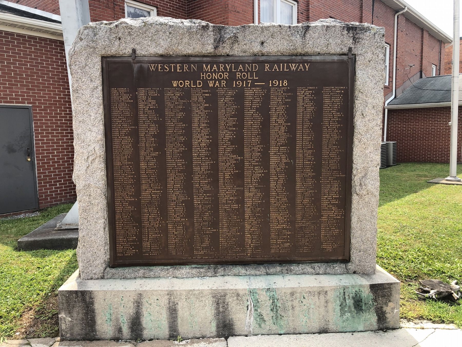 Western Maryland Railway Honor Roll Marker image. Click for full size.
