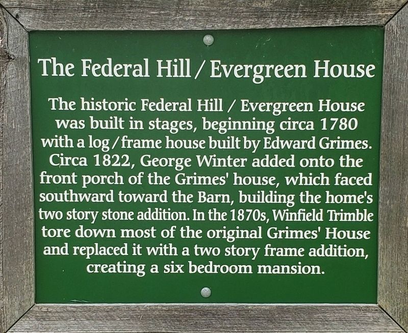 The Federal Hill / Evergreen House Marker image. Click for full size.