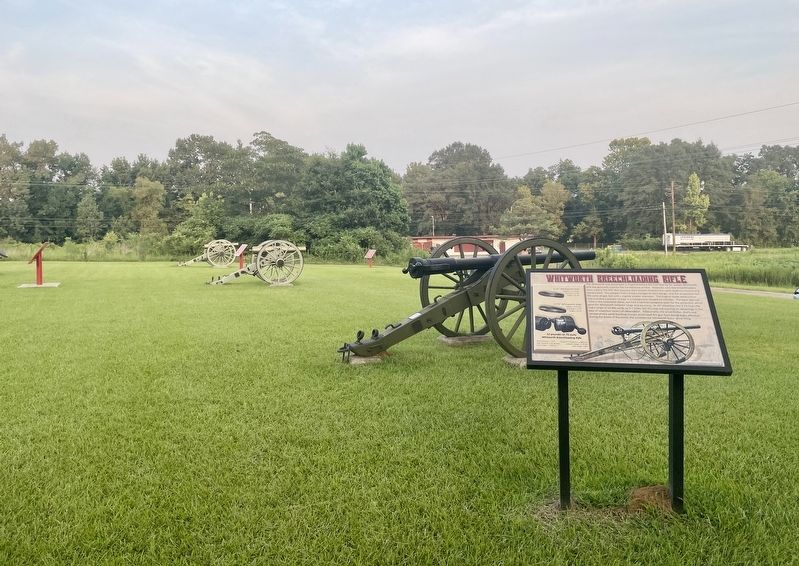 Whitworth Breechloading Rifle, behind marker, at Bledsoes Battery. image. Click for full size.