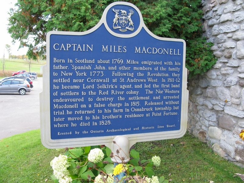 Captain Miles Macdonell Marker image. Click for full size.