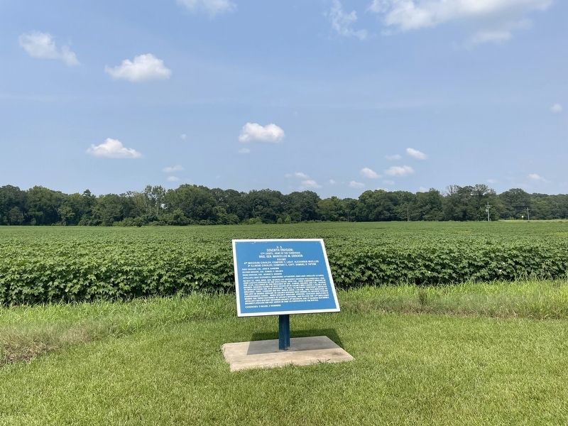 U.S. Seventh Division; marker looking towards Fourteenmile Creek (tree line).. Click for full size. U.S. Seventh Division; marker looking towards Fourteenmile Creek (tree line). image. Click for full size.
