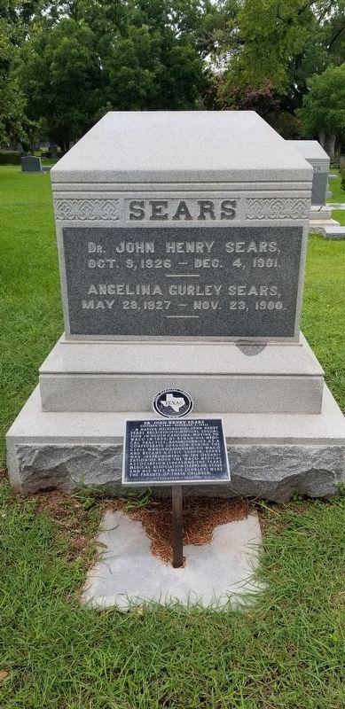 The Dr. John Henry Sears gravestone and Marker. Click for full size. The Dr. John Henry Sears gravestone and Marker image. Click for full size.