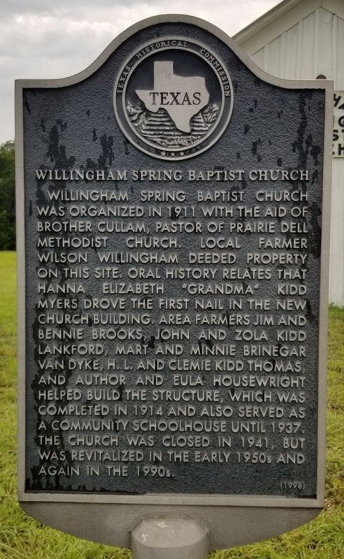 Willingham Spring Baptist Church Marker image. Click for full size.