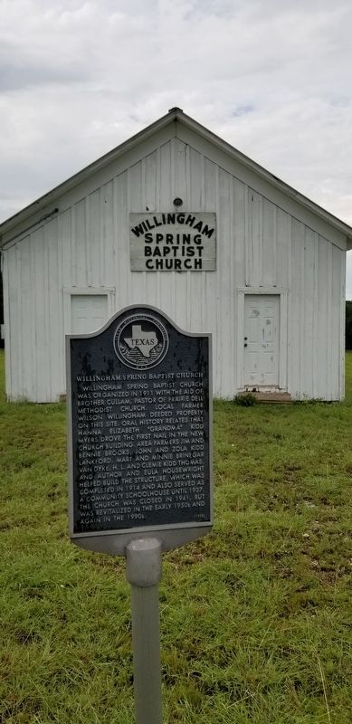 The Willingham Spring Baptist Church and Marker image. Click for full size.