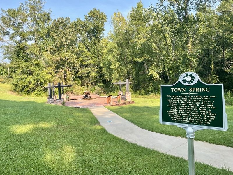 View of Town Spring and markers. image. Click for full size.