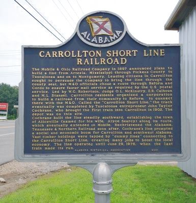 Carrollton Short Line Railroad Marker image. Click for full size.
