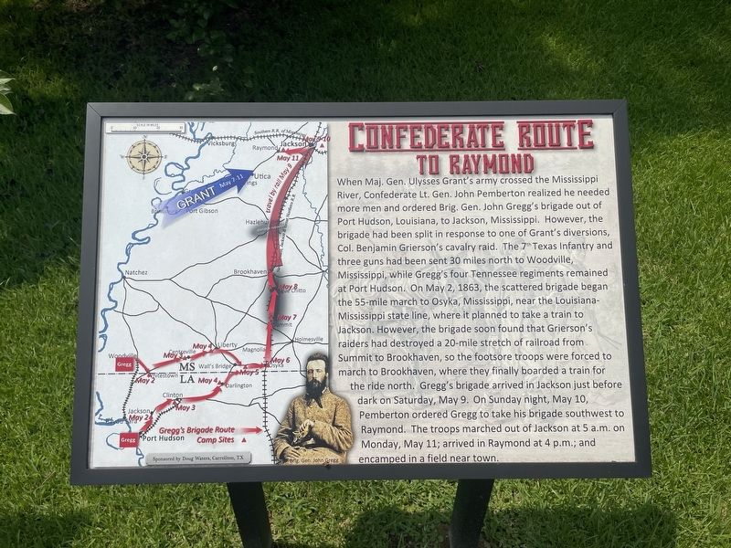 Confederate Route to Raymond Marker. Click for full size. Confederate Route to Raymond Marker image. Click for full size.