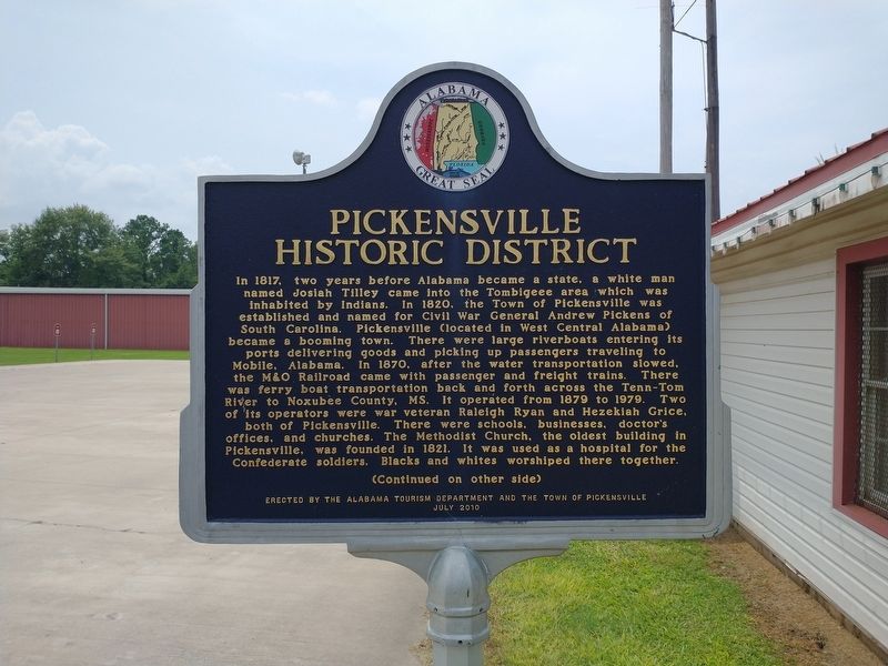 Pickensville Historic District Marker (front) image. Click for full size.