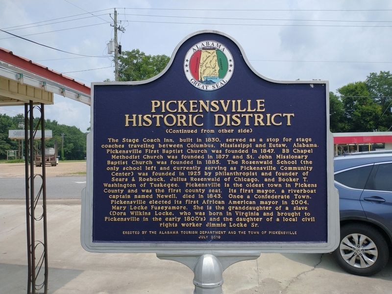 Pickensville Historic District Marker (back) image. Click for full size.