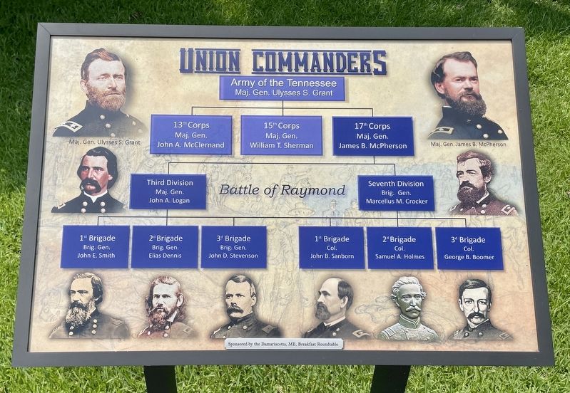 Nearby marker of Union Commanders organization chart at Battle of Raymond. image. Click for full size.