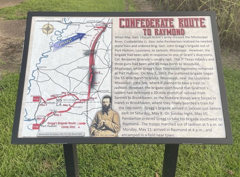 Confederate Route to Raymond Marker image. Click for full size.