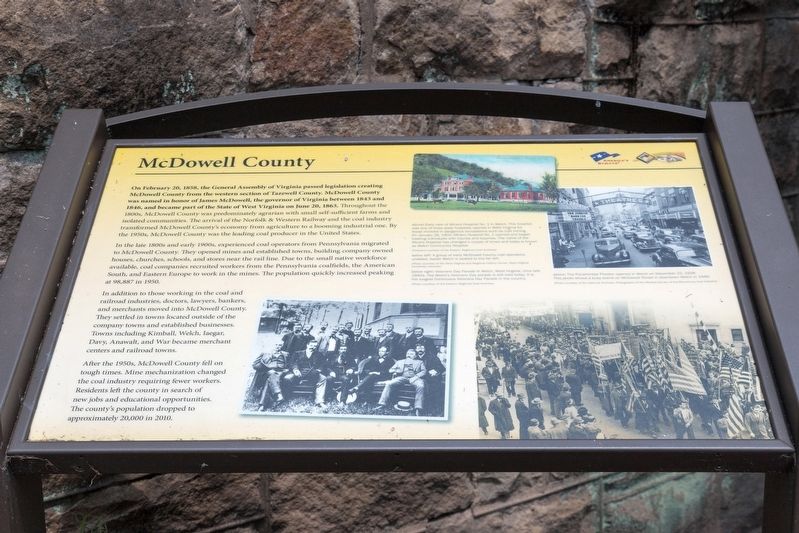 McDowell County Marker. Click for full size. McDowell County Marker image. Click for full size.