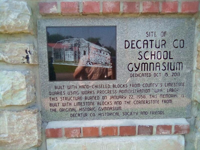 Site of Decatur County School Gymnasium Marker. Click for full size. Site of Decatur County School Gymnasium Marker image. Click for full size.