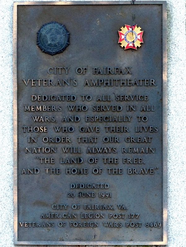 City of Fairfax<br>Veterans Amphitheater Marker image. Click for full size.