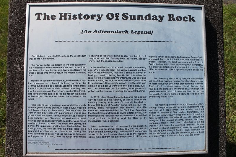 The History of Sunday Rock Marker image. Click for full size.