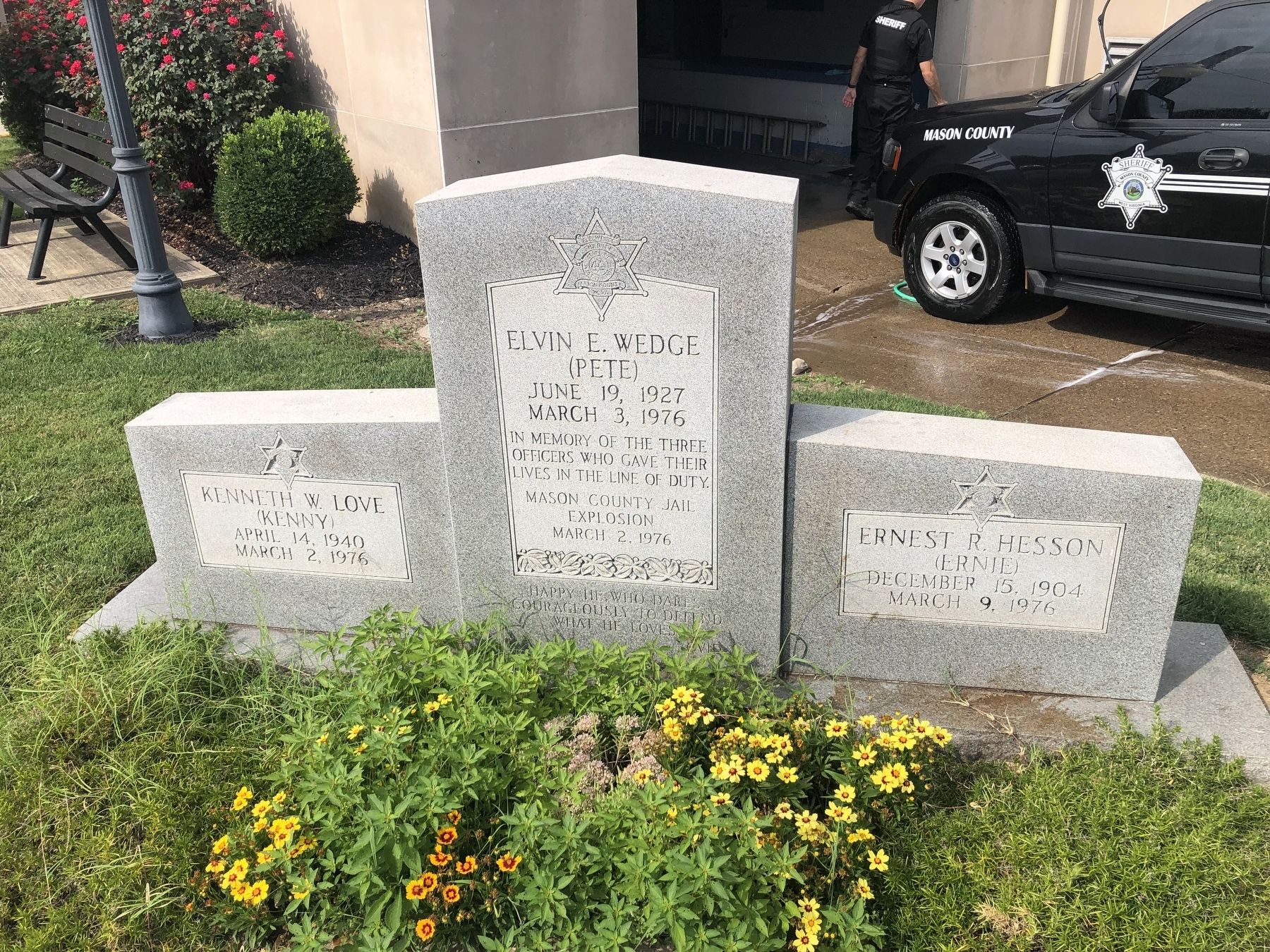 Mason County Jail Explosion Memorial. Click for full size. Mason County Jail Explosion Memorial image. Click for full size.
