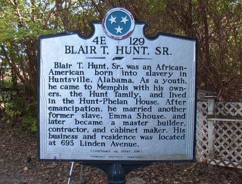 Blair T. Hunt, Sr. Marker side image. Click for full size.