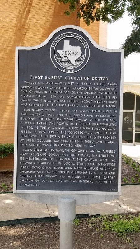 First Baptist Church of Denton Marker image. Click for full size.