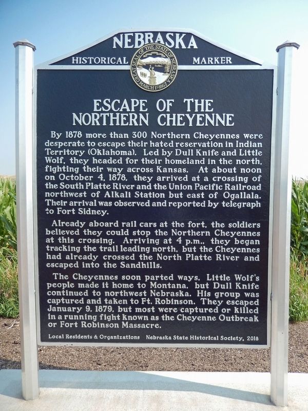 Escape of the Northern Cheyenne Marker image. Click for full size.