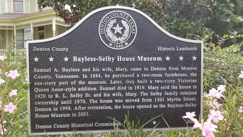 Bayless-Selby House Museum Marker. Click for full size. Bayless-Selby House Museum Marker image. Click for full size.