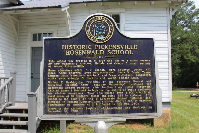 Historic Pickensville Rosenwald School Marker. Click for full size. Historic Pickensville Rosenwald School Marker image. Click for full size.