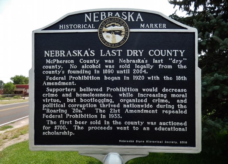 Nebraska's Last Dry County Marker image. Click for full size.