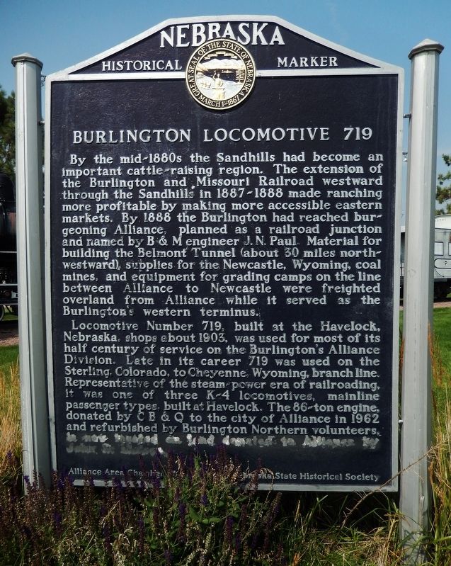 Burlington Locomotive 719 Marker image. Click for full size.