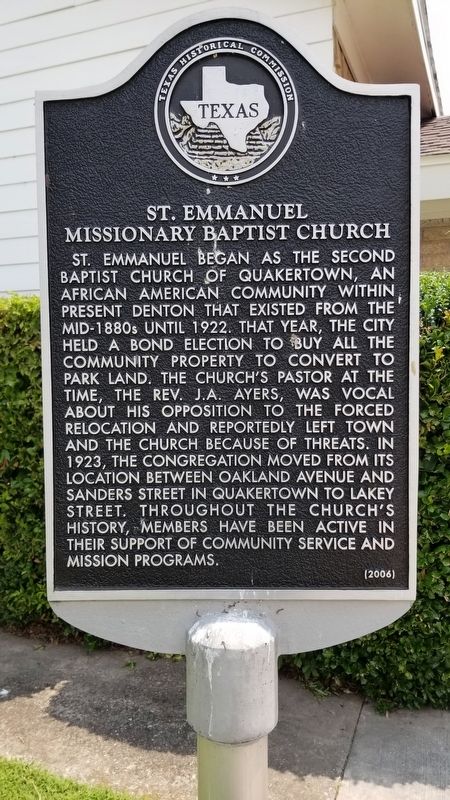 St. Emmanuel Missionary Baptist Church Marker. Click for full size. St. Emmanuel Missionary Baptist Church Marker image. Click for full size.
