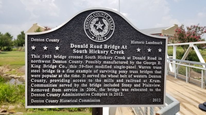 Donald Road Bridge At South Hickory Creek Marker image. Click for full size.