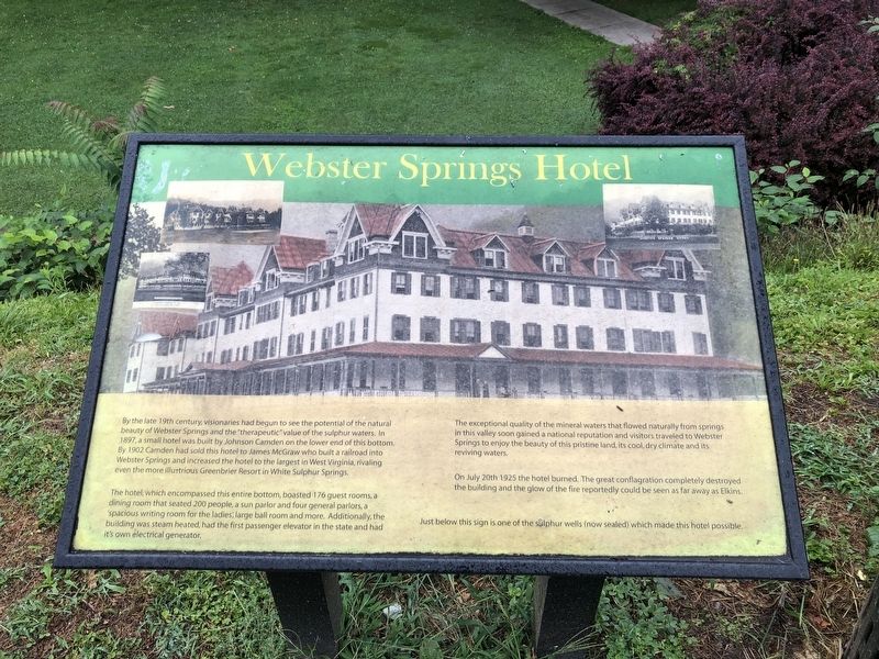 Webster Springs Hotel Marker image. Click for full size.