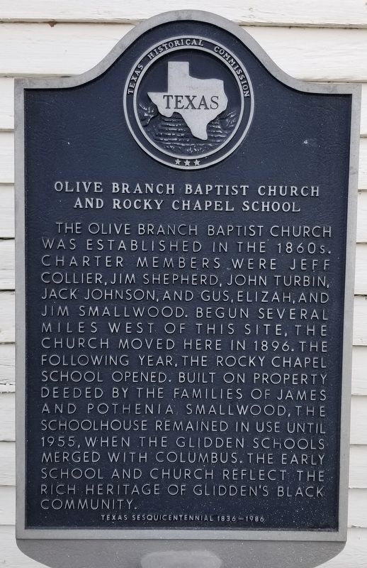 Olive Branch Baptist Church and Rocky Chapel School Marker image. Click for full size.