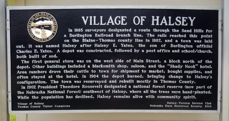 Village of Halsey Marker image. Click for full size.